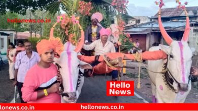 Photo of शिपाई ते पोलीस निरीक्षक : बामणवाडीच्या तानाजी पवार यांची बैलगाडीतून जंगी मिरवणूक